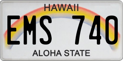 HI license plate EMS740