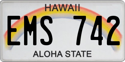 HI license plate EMS742
