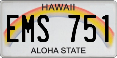HI license plate EMS751