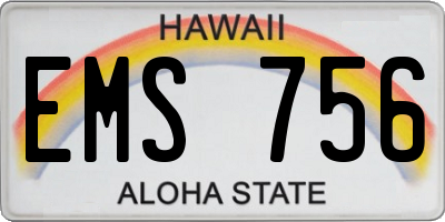 HI license plate EMS756