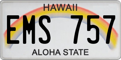 HI license plate EMS757