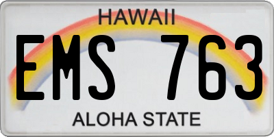 HI license plate EMS763