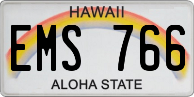 HI license plate EMS766