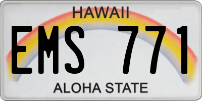 HI license plate EMS771