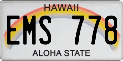 HI license plate EMS778