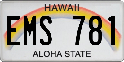 HI license plate EMS781