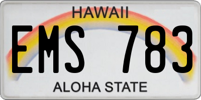 HI license plate EMS783