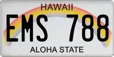 HI license plate EMS788