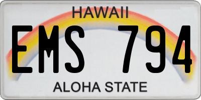 HI license plate EMS794