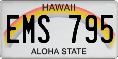 HI license plate EMS795