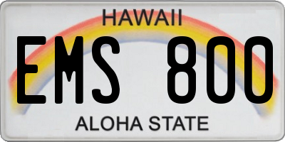 HI license plate EMS800