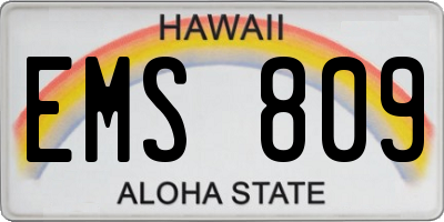 HI license plate EMS809