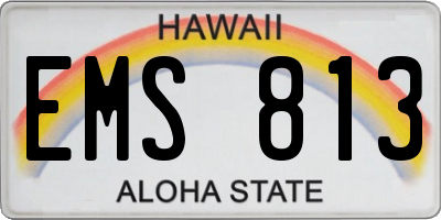HI license plate EMS813