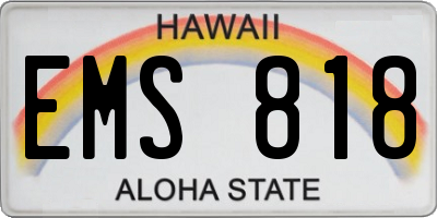 HI license plate EMS818