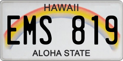 HI license plate EMS819