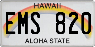 HI license plate EMS820