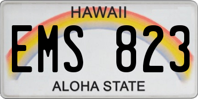 HI license plate EMS823
