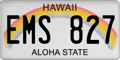 HI license plate EMS827