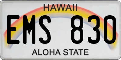 HI license plate EMS830