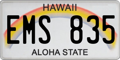 HI license plate EMS835