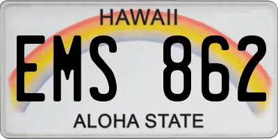 HI license plate EMS862