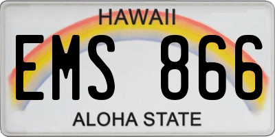 HI license plate EMS866