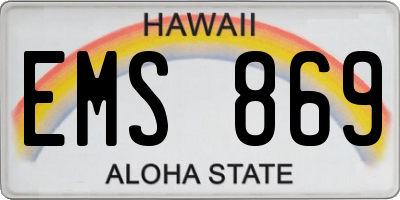 HI license plate EMS869
