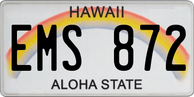 HI license plate EMS872