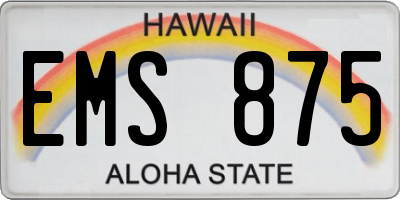 HI license plate EMS875