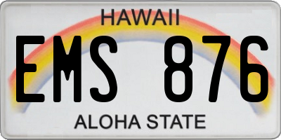 HI license plate EMS876