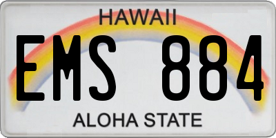 HI license plate EMS884