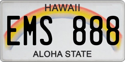 HI license plate EMS888