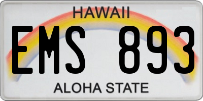 HI license plate EMS893
