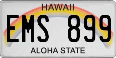 HI license plate EMS899