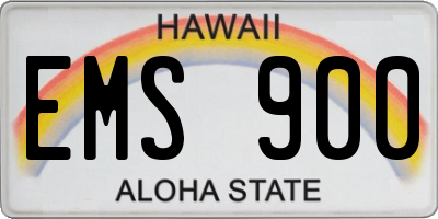 HI license plate EMS900