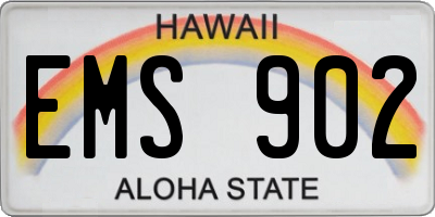 HI license plate EMS902