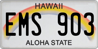 HI license plate EMS903