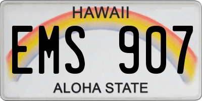HI license plate EMS907