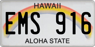 HI license plate EMS916