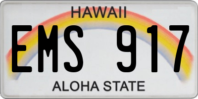 HI license plate EMS917