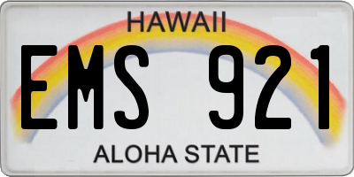 HI license plate EMS921