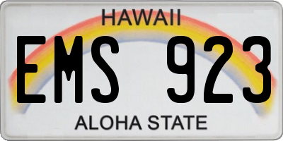 HI license plate EMS923