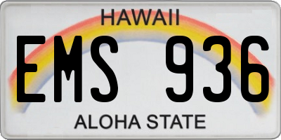 HI license plate EMS936