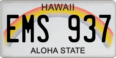 HI license plate EMS937