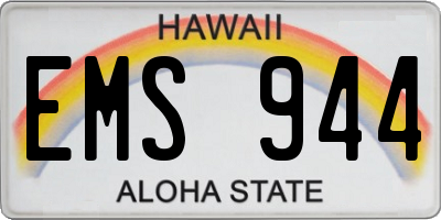 HI license plate EMS944