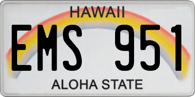 HI license plate EMS951