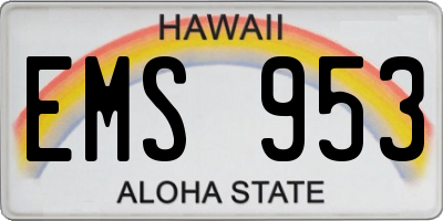 HI license plate EMS953