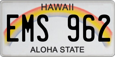 HI license plate EMS962