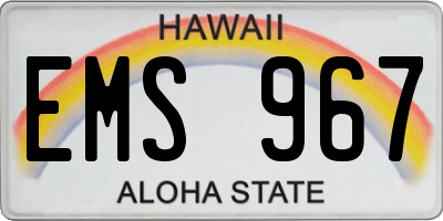 HI license plate EMS967
