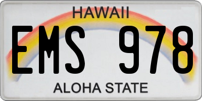 HI license plate EMS978